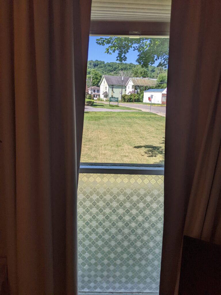 Photo of the privacy film I used on my bedroom window to create more privacy on the ground floor of my home.